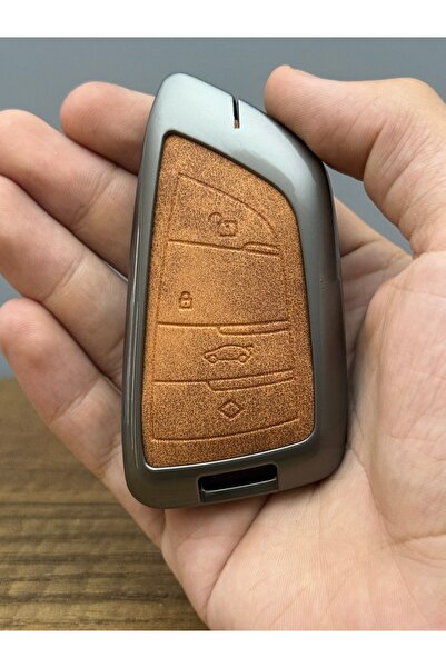 Luxe Aksesuarr Bmw Fem Model F10 F30 F11 F90 - G20 G30 حافظة معدنية ذكية للتحكم عن بعد باللون البني