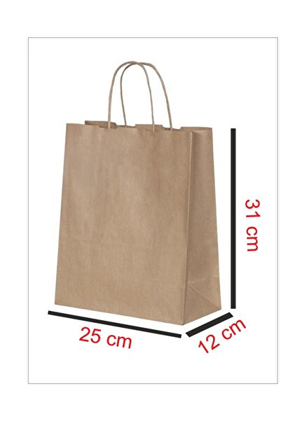 Kraft Çanta 25x12x31 ( 50 Adet ) ( Kağıt Poşet Çanta )