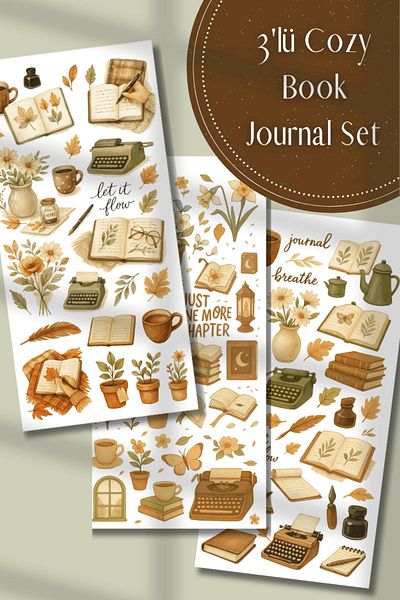 Hume Craft Set of 3 Cozy Book Themed Stickers