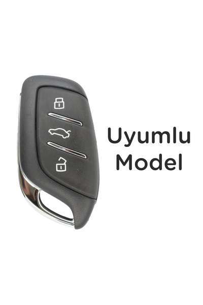 Luxe Aksesuarr Mg Hs Zs 3 Butoane Protejează Cheie Telecomandă Carcasă Metal Piele Gri