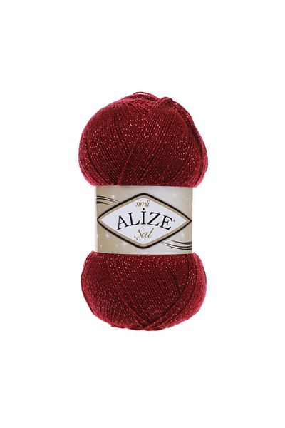 Alize 5 τεμάχια σάλι Glitter Χειροποίητο Νήμα Βουργουνδί 57
