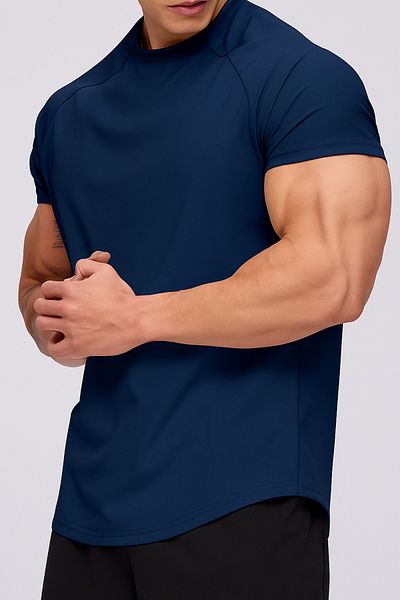GENIUS STORE Ανδρικό αθλητικό μπλουζάκι Running Sports Gym Raglan Oval Cut Χτενισμένο βαμβακερό μπλουζάκι OVALT-SHİRT