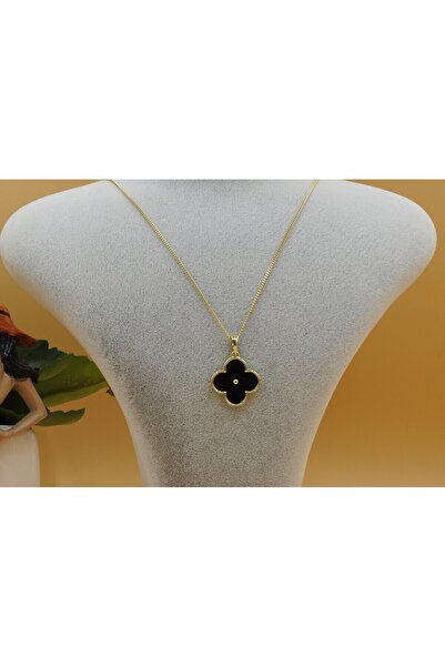 velissa GOLD RENGİNDE SİYAH YONCA UCLU KOLYE