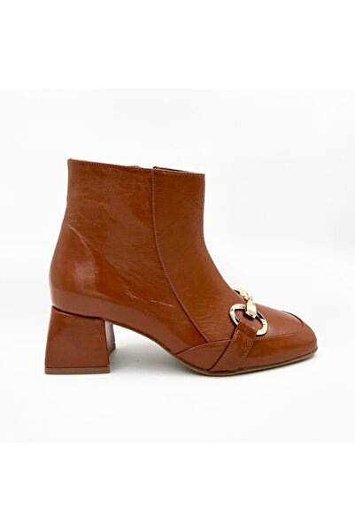Folle Taba Hakiki Deri Alçak Topuklu Kadın Bot