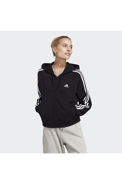 adidas Essentials Френски хавлиен бомбър с 3 ивици - Суичър с качулка, горнище с пълен цип