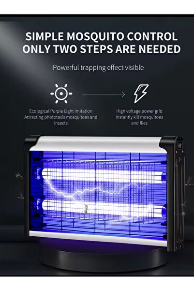 AteşTech 4w 2000 Volt Iki Ledli Sinek Öldürücü 2000V İkili Ledli Sinek Kovucu SivriSinek Savar Mor Işık
