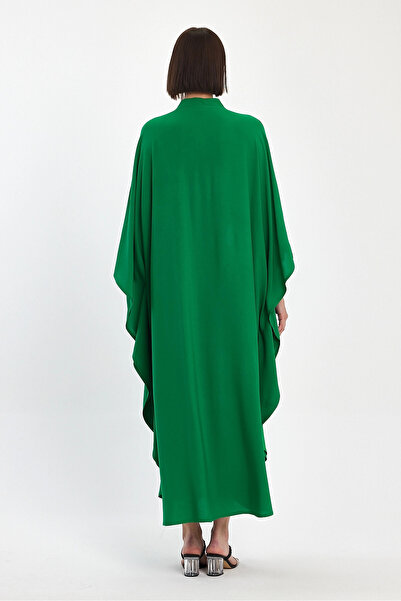 bacc Γυναικείο φόρεμα μάξι με πράσινο κέντημα υφαντό βισκόζη Bcvl-251033