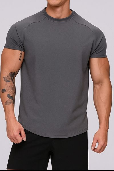 GENIUS STORE Ανδρικό αθλητικό μπλουζάκι Running Sports Gym Raglan Oval Cut Χτενισμένο βαμβακερό μπλουζάκι OVALT-SHİRT