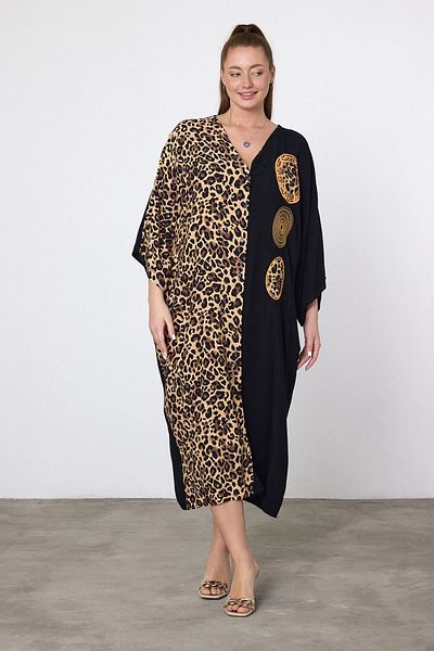 bacc Φόρεμα Maxi Boy Leopard Κέντημα Κεντημένο Υφαντό Βισκόζη Bcvl-251088