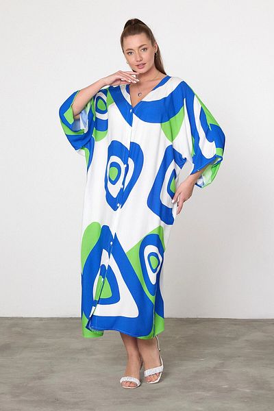 bacc Φόρεμα Maxi Boy Πράσινο εμπριμέ υφαντό Viscon Bcvl-25905