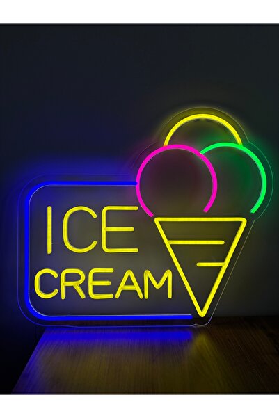 HM NEON LİGHT Dondurma Ice Cream Yazılı Tasarım Pleksi Neon Led Tabela