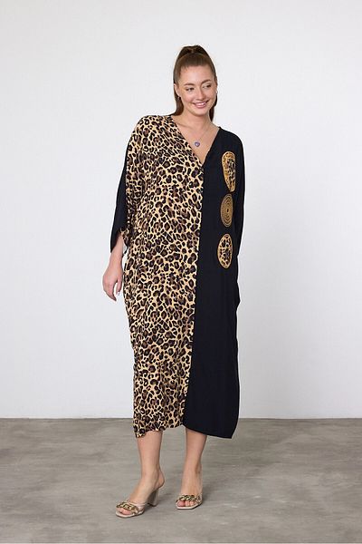 bacc Φόρεμα Maxi Boy Leopard Κέντημα Κεντημένο Υφαντό Βισκόζη Bcvl-251088