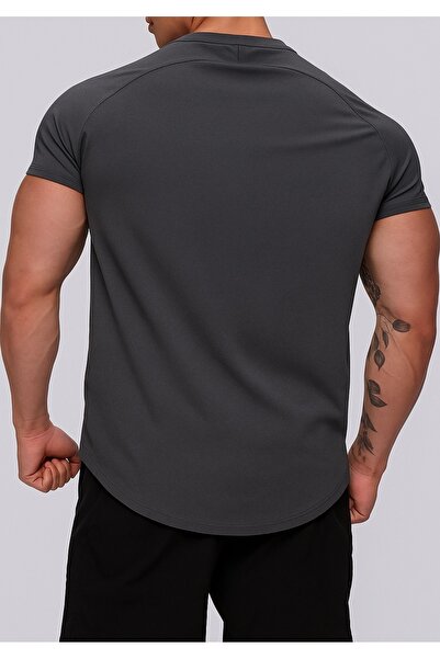 GENIUS STORE Tricou sport pentru bărbați Running Sports Gym Tricou din bumbac pieptănat cu tăietură ovală OVALT-SHİRT