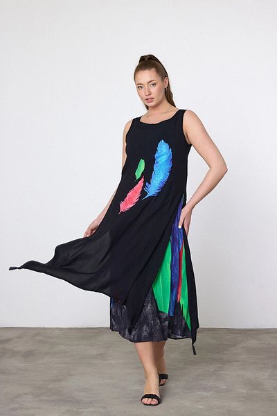 bacc Φόρεμα Maxi Boy Blue με στάμπα με λεπτομέρεια από βισκόζη Bcvl-252025