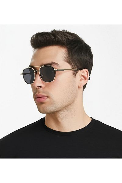 Mazzy Rectangle Square Black Sunglasses