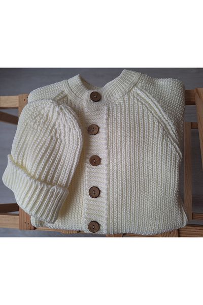 Nimini Kids Winter Unisex Beret Knitwear Baby Rompers with Wooden Button Detail