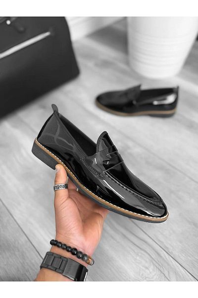dehaine Men's Casual Loafers, Vegan Leather, 12221, Black