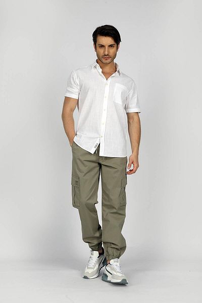Lee Cooper Zargo Normal Waist Regular Cut Straight Leg Khaki Men's Trousers