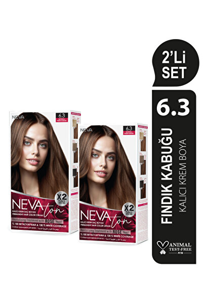 Nevaton 2'Lİ SET 6.3 FINDIK KABUĞU Kalıcı Krem Saç Boyası Seti (4 boya + 4 ok...