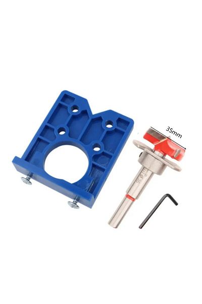FNICEL Set A 35mm Hinge Hole Drilling Guide Locator Hinge Drilling Jig Drill Bits Woodworking Door Hole Ope