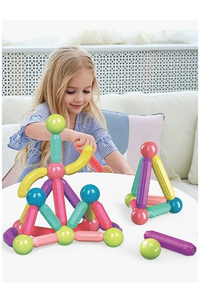 OEM Construction Set For Children, Magnetic 3D, 64 Magnetic Pieces, Interactive, Educational
