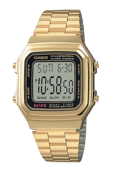 Casio Men's Stainless Steel Digital Wrist Watch A178wga-1adf - 34 Mm - Gold