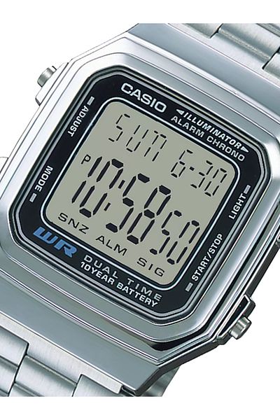 Casio Men's A178wa-1a Silver Stainless-steel Quartz Watch With Grey Dial