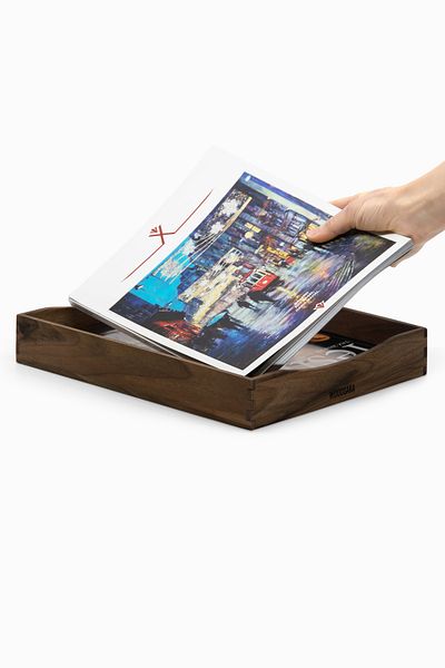 Woodsaka Кутия за списания и документи - Основа от шперплат от орех и бреза - 25 см x 22 см x 5 см