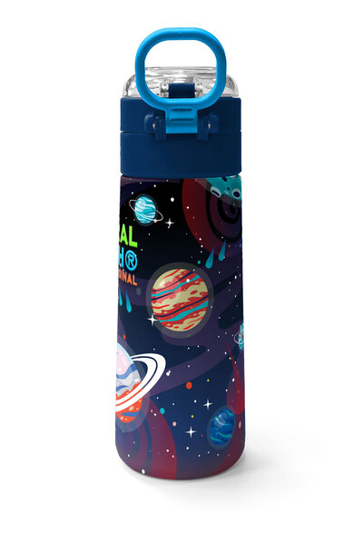 Coral High Kids Saks Blue Astronaut Patterned Steel Thermos with Straw and Direct Drinking 500 ml 31933