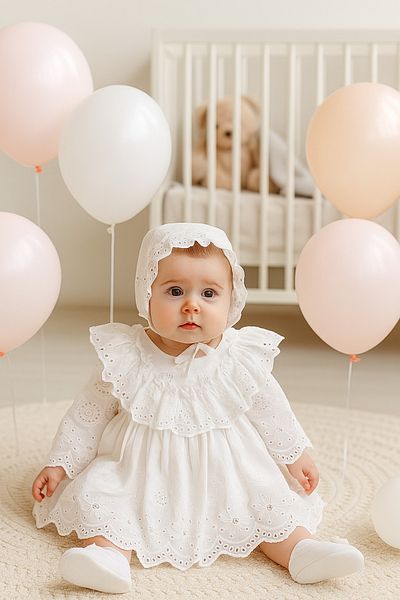 Cherub Baby Lotus Baby Girl Embroidered Dress Newborn Luxury Dress Set - Hospital Outlet and Mevlütlük Set