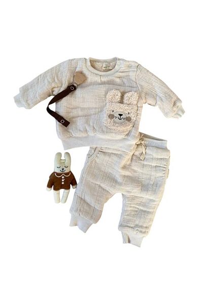 BabyCosy Bear 100% Organic Cotton Muslin Set - Top and Bottom Set