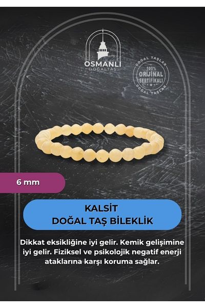 OSMANLI DOĞAL TAŞ Calcite 6mm Natural Stone Bracelet