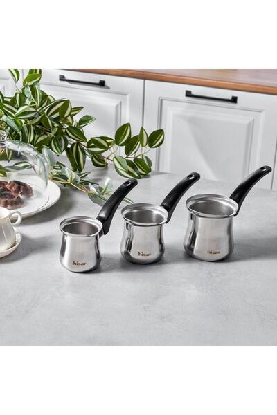 Hisar Atlantis 3 Piece Black Steel Coffee Pot Set