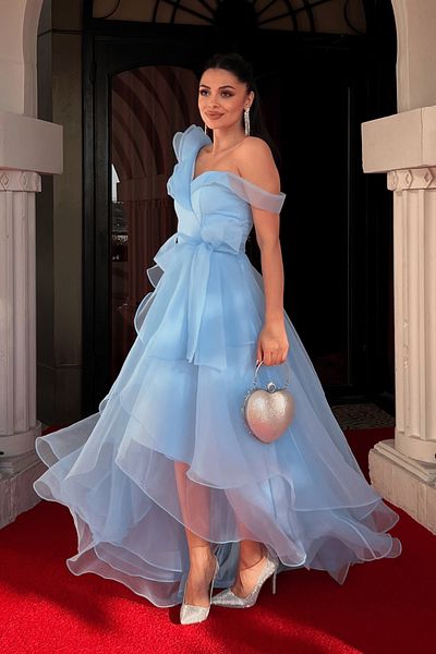 giyimmasalı Βραδινό φόρεμα Organza Fabric Layered - BABY BLUE