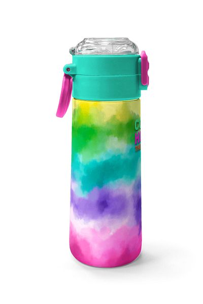 Coral High Kids Colorful Tie Dye Patterned Straw and Direct Drinking Steel Thermos 500 ml 31944