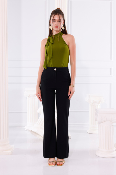 LA PANTE Flared Leg Slit Trousers