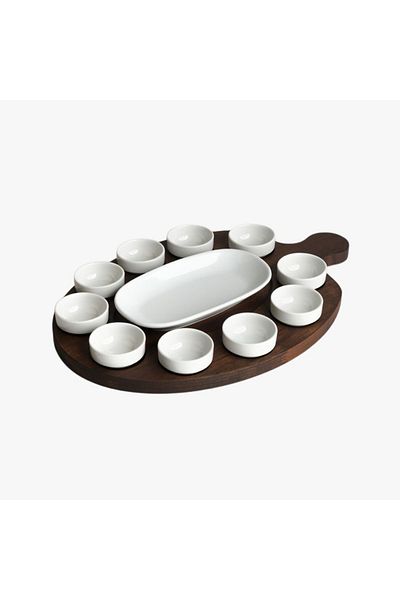 Davi Ahşap -Breakfast Set Wooden 12 Pieces - Brown