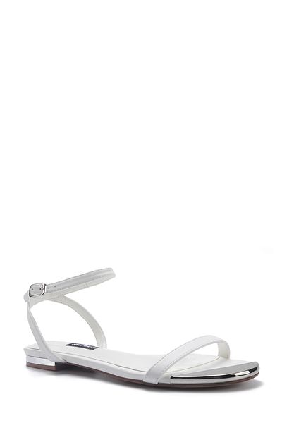 Nine West Maolaine 5fx Weiße flache Damensandalen