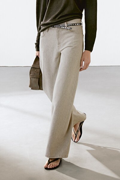 Massimo Dutti Orta bel geniş paça jean