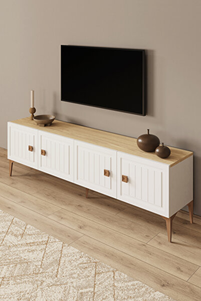 Happylife Furniture Design %100 Mdf Tv Ünitesi 180 Cm Beyaz Tv Sehpası