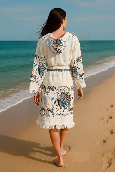 Batu Tasarım Cotton Muslin Printed Bathrobe Kimono