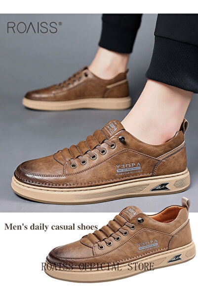 ROAISS Men Leather Slip On Business Casual Loafers Soft Suede