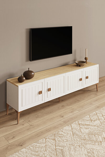 Happylife Furniture Design %100 Mdf Tv Ünitesi 180 Cm Beyaz Tv Sehpası