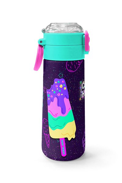 Coral High Kids Purple Pink Ice Cream Patterned Straw and Direct Drinking Steel Thermos 500 ml 31980