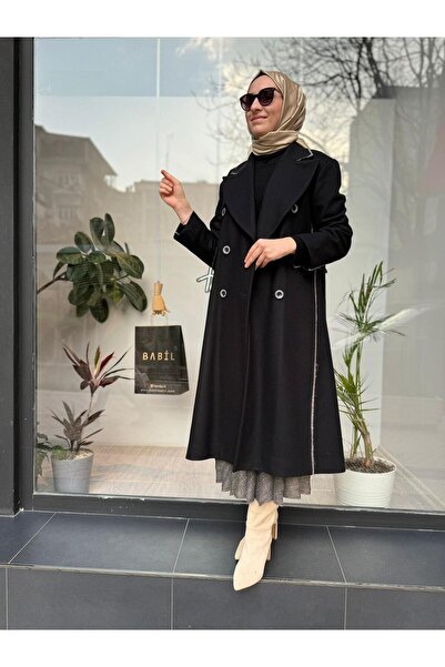 MissWhence Black Stitched Coat - Stitching Detail and Pocket