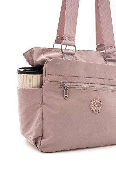 Sanmorris Women's Multi-Pocket Useful Waterproof Parachute Fabric Pink Colored Crossbody Hand and Shoulder Bag