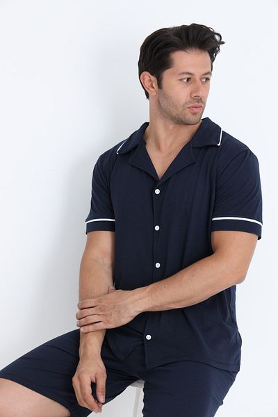 ELİTOL Men's Short Sleeve Button Shorts Suit