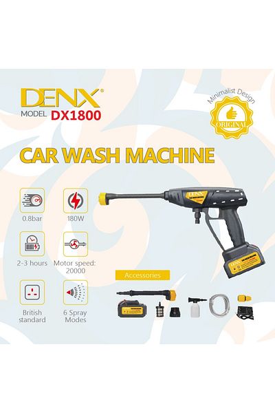 Denx غسالة سيارات كهربائية لاسلكية عالية الضغط، عمر بطارية طويل، 6 أوضاع رش