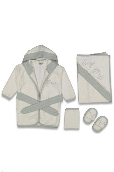 moukou Organic Newborn Baby Girl Towel Bathrobe Set with Bird Embroidery on Branch Organic - Baby Birth Gift