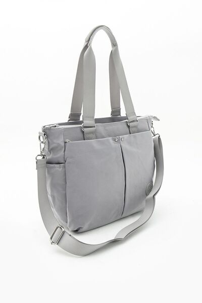 Sanmorris حقيبة يد وكتف نسائية بلون رمادي فاتح - متعددة الأقسام، مقاومة للماء